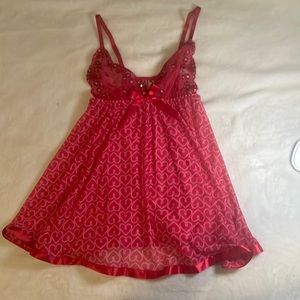 Red and White Heart Print Lingerie Size M